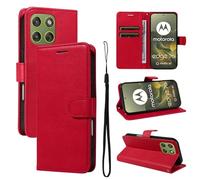 XFDSFDL® Cas de pour Motorola Moto X70 Air/Edge 70 XT2601 (6,7 Pouces) PU Cuir Housse avec Flip Coque Support Magnétique Fermeture Portefeuille Étui de Protection Rouge