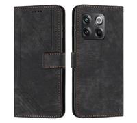 XFDSFDL® Cas de pour OnePlus 10T / Ace Pro CPH2415/CPH2413 (6,7 Pouces) PU Cuir Housse Flip Coque Impression de Stries avec Support Magnétique Fermeture Portefeuille Étui de Protection Noir