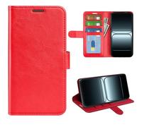 XFDSFDL® Cas de pour OnePlus 13T / 13s PKX110 / CPH2723 (6,32 Pouces) Style Livre PU Cuir Housse Gauche et Droite Ouvrir Étui avec Magnétique Fermeture Portefeuille Shell de Protection Rouge