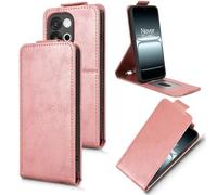 XFDSFDL® Cas de pour OnePlus 13T/13s PKX110/ CPH2723 (6,32 Pouces) Verticale PU Cuir Housse Haut et Bas Ouvrir Étui avec Support Portefeuille Coque de Protection Or Rose