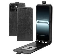 XFDSFDL® Cas de pour OnePlus 13T / 13s PKX110 / CPH2723 (6,32 Pouces) Verticale PU Cuir Housse Haut et Bas Ouvrir Étui avec Magnétique Fermeture Portefeuille Shell de Protection Noir