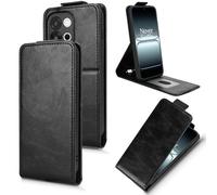 XFDSFDL® Cas de pour OnePlus 13T/13s PKX110/ CPH2723 (6,32 Pouces) Verticale PU Cuir Housse Haut et Bas Ouvrir Étui avec Support Portefeuille Coque de Protection Noir