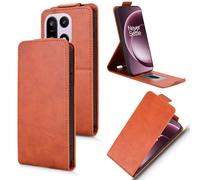 XFDSFDL® Cas de pour OnePlus 15 PLK110 (6,78 Pouces) Verticale PU Cuir Housse Haut et Bas Ouvrir Étui avec Support Portefeuille Coque de Protection Marron