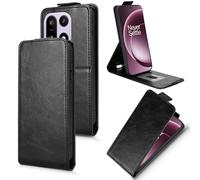 XFDSFDL® Cas de pour OnePlus 15 PLK110 (6,78 Pouces) Verticale PU Cuir Housse Haut et Bas Ouvrir Étui avec Support Portefeuille Coque de Protection Noir