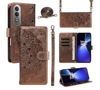 XFDSFDL® Cas de pour OnePlus Nord CE 4 CPH2613 (6,7 Pouces) PU Cuir Housse Coque Mandala Motif avec Support Sac en Cuir à Cordon Portefeuille Gaufrage Étui de Protection Marron