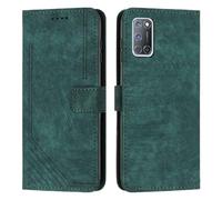 XFDSFDL® Cas de pour Oppo A52 / A72 / A92 (6,5 Pouces) PU Cuir Housse Flip Coque Impression de Stries avec Support Magnétique Fermeture Portefeuille Étui de Protection Vert