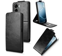 XFDSFDL® Cas de pour Oppo A6x CPH2783/ CPH2819 (6,75 Pouces) Verticale PU Cuir Housse Haut et Bas Ouvrir Étui avec Support Portefeuille Coque de Protection Noir