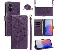 XFDSFDL® Cas de pour Oppo Reno 7Z/ A96 5G CPH2343/CPH2333 (6,59 Pouces) PU Cuir Housse Coque Mandala Motif avec Support Sac en Cuir à Cordon Portefeuille Gaufrage Étui de Protection Violet
