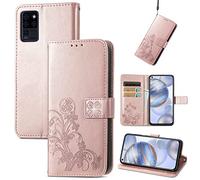 XFDSFDL® Cas de pour Oukitel C21 (6,4 Pouces) PU Housse étui à Rabat Imprimé en Fleur Motif avec Built Stand Magnétique Fermeture Portefeuille Protection Cas Or Rose