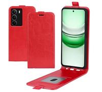 XFDSFDL® Cas de pour Realme C71 RMX5303 (6,67 Pouces) Verticale PU Cuir Housse Haut et Bas Ouvrir Étui avec Magnétique Fermeture Portefeuille Shell de Protection Rouge