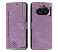 XFDSFDL® Cas de pour Samsung Galaxy A27 5G SM-A276 (6,7 Pouces) PU Cuir Housse Flip Coque Impression de Stries avec Support Magnétique Fermeture Portefeuille Étui de Protection Violet