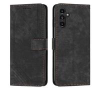 XFDSFDL® Cas de pour Samsung Galaxy S25 FE SM-S731 (6,7 Pouces) PU Cuir Housse Flip Coque Impression de Stries avec Support Magnétique Fermeture Portefeuille Étui de Protection Noir