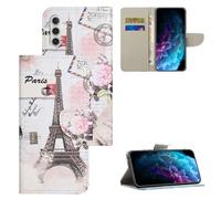 XFDSFDL® Cas de pour Samsung Galaxy S25 FE SM-S731 (6,7 Pouces) PU Cuir Housse Flip Coque Tour Eiffel Motif avec Built Stand et Magnétique Fermeture Portefeuille Protection Étui 04