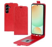 XFDSFDL® Cas de pour Samsung Galaxy S25 FE SM-S731 (6,7 Pouces) Verticale PU Cuir Housse Haut et Bas Ouvrir Étui avec Magnétique Fermeture Portefeuille Shell de Protection Rouge