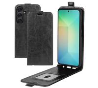 XFDSFDL® Cas de pour Samsung Galaxy S25 SM-S931 (6,2 Pouces) Verticale PU Cuir Housse Haut et Bas Ouvrir Étui avec Magnétique Fermeture Portefeuille Shell de Protection Noir