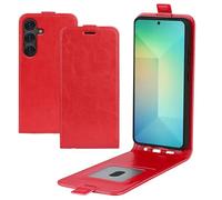 XFDSFDL® Cas de pour Samsung Galaxy S25 SM-S931 (6,2 Pouces) Verticale PU Cuir Housse Haut et Bas Ouvrir Étui avec Magnétique Fermeture Portefeuille Shell de Protection Rouge