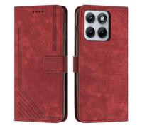 XFDSFDL® Cas de pour Samsung Galaxy S26 FE SM-S741 (6,7 Pouces) PU Cuir Housse Flip Coque Impression de Stries avec Support Magnétique Fermeture Portefeuille Étui de Protection Rouge