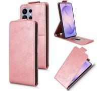 XFDSFDL® Cas de pour Samsung Galaxy S26 Ultra SM-S948 (6,9 Pouces) Verticale PU Cuir Housse Haut et Bas Ouvrir Étui avec Support Portefeuille Coque de Protection Or Rose
