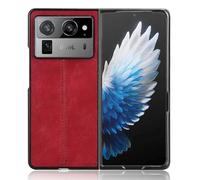 XFDSFDL® Cas de pour Tecno Phantom V Fold 2 (7,85 Pouces) Ultra Mince PC Dur Coque Cuir de Vache Motif PU Case Placage Housse Protection Rouge