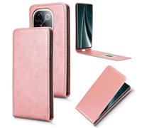 XFDSFDL® Cas de pour Vivo iQOO Z9s Pro/ T3 Pro (6,77 Pouces) Verticale PU Cuir Housse Haut et Bas Ouvrir Étui avec Support Portefeuille Coque de Protection Or Rose