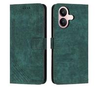 XFDSFDL® Cas de pour Vivo V60 Lite V2530 (6,77 Pouces) PU Cuir Housse Flip Coque Impression de Stries avec Support Magnétique Fermeture Portefeuille Étui de Protection Vert