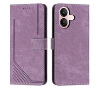 XFDSFDL® Cas de pour Vivo V60 Lite V2530 (6,77 Pouces) PU Cuir Housse Flip Coque Impression de Stries avec Support Magnétique Fermeture Portefeuille Étui de Protection Violet