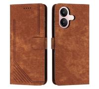 XFDSFDL® Cas de pour Vivo V60 Lite V2530 (6,77 Pouces) PU Cuir Housse Flip Coque Impression de Stries avec Support Magnétique Fermeture Portefeuille Étui de Protection Marron
