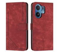 XFDSFDL® Cas de pour Vivo V60 V2511 (6,77 Pouces) PU Cuir Housse Flip Coque Impression de Stries avec Support Magnétique Fermeture Portefeuille Étui de Protection Rouge