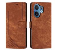 XFDSFDL® Cas de pour Vivo V60 V2511 (6,77 Pouces) PU Cuir Housse Flip Coque Impression de Stries avec Support Magnétique Fermeture Portefeuille Étui de Protection Marron