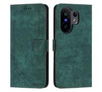 XFDSFDL® Cas de pour Vivo X200 FE V2503 (6,31 Pouces) PU Cuir Housse Flip Coque Impression de Stries avec Support Magnétique Fermeture Portefeuille Étui de Protection Vert