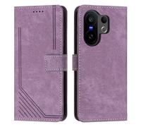 XFDSFDL® Cas de pour Vivo X200 FE V2503 (6,31 Pouces) PU Cuir Housse Flip Coque Impression de Stries avec Support Magnétique Fermeture Portefeuille Étui de Protection Violet