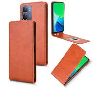XFDSFDL® Cas de pour Vivo Y19s/ Y29 (6,68 Pouces) Verticale PU Cuir Housse Haut et Bas Ouvrir Étui avec Support Portefeuille Coque de Protection Marron