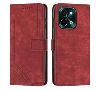 XFDSFDL® Cas de pour Vivo Y28 4G V2352 (6,68 Pouces) PU Cuir Housse Flip Coque Impression de Stries avec Support Magnétique Fermeture Portefeuille Étui de Protection Rouge