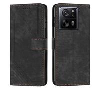 XFDSFDL® Cas de pour Xiaomi 13T/ 13T Pro (6,67 Pouces) PU Cuir Housse Flip Coque Impression de Stries avec Support Magnétique Fermeture Portefeuille Étui de Protection Noir