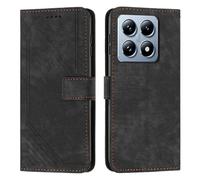 XFDSFDL® Cas de pour Xiaomi 14T Pro (6,67 Pouces) PU Cuir Housse Flip Coque Impression de Stries avec Support Magnétique Fermeture Portefeuille Étui de Protection Noir