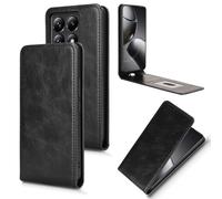 XFDSFDL® Cas de pour Xiaomi 14T Pro (6,67 Pouces) Verticale PU Cuir Housse Haut et Bas Ouvrir Étui avec Support Portefeuille Coque de Protection Noir