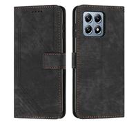 XFDSFDL® Cas de pour Xiaomi 15T 25069PTEBG (6,83 Pouces) PU Cuir Housse Flip Coque Impression de Stries avec Support Magnétique Fermeture Portefeuille Étui de Protection Noir