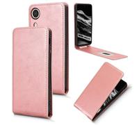 XFDSFDL® Cas de pour Xreal Beam Pro (6,5 Pouces) Verticale PU Cuir Housse Haut et Bas Ouvrir Étui avec Support Portefeuille Coque de Protection Or Rose