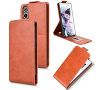XFDSFDL® Cas de pour ZTE Nubia RedMagic 10 Air NX779J (6,8 Pouces) Verticale PU Cuir Housse Haut et Bas Ouvrir Étui avec Support Portefeuille Coque de Protection Marron