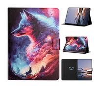 XFDSFDL® Étui pour Apple iPad 11th Gen A16 2025 (10,9 Pouces) PU Cuir Housse Flip Coque Loup Rouge Motif avec Support Portefeuille Veille/Réveil Automatique Protection Cas 03