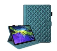 XFDSFDL® Étui pour Apple iPad Pro 12,9 4th/5th/6th Gen 2020-2022 (12,9 Pouces) PU Cuir Coque Rhombique Texture avec Support Portefeuille Veille/Réveil Automatique Protection Housse Vert Foncé