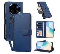 XFDSFDL® Étui pour Blackview Shark 6 (6,88 Pouces) Lanière PU Cuir Housse Eclair Portefeuille avec Supports et Magnétique Fermeture Recharge sans Fil Protection Coque Bleu Foncé