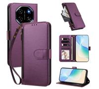 XFDSFDL® Étui pour Blackview Shark 6 (6,88 Pouces) Lanière PU Cuir Housse Eclair Portefeuille avec Supports et Magnétique Fermeture Recharge sans Fil Protection Coque Violet