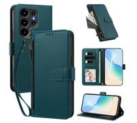 XFDSFDL® Étui pour Blackview Wave 10/ 10C (6,88 Pouces) Lanière PU Cuir Housse Eclair Portefeuille avec Supports et Magnétique Fermeture Recharge sans Fil Protection Coque Vert Foncé