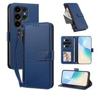 XFDSFDL® Étui pour Blackview Wave 10/ 10C (6,88 Pouces) Lanière PU Cuir Housse Eclair Portefeuille avec Supports et Magnétique Fermeture Recharge sans Fil Protection Coque Bleu Foncé
