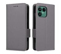 XFDSFDL® Étui pour Fairphone Gen 6 (6,31 Pouces) PU Cuir Housse Flip Coque Litchi Motif avec Support et Magnétique Boucle Latérale Portefeuille Shell de Protection Gris