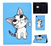XFDSFDL® Étui pour Huawei MatePad T10/T10s (10,1 Pouces) PU Cuir Housse Flip Coque Bleu Chat Motif avec Built Stand Portefeuille Protection Cas, 03