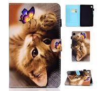 XFDSFDL® Étui pour Lenovo Tab M10 Plus 3rd Gen TB-125F/TB-128F (10,6 Pouces) PU Cuir Housse Flip Coque Chat Papillon Motif avec Built Stand Portefeuille Veille/Réveil Automatique Protection Cas 02