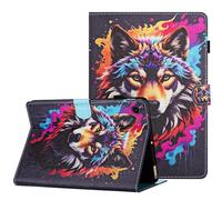 XFDSFDL® Étui pour Lenovo Tab M10 Plus TB-X606F (10,3 Pouces) PU Cuir Housse Flip Coque Loup Coloré Motif avec Support Portefeuille Veille/Réveil Automatique Protection Cas 04