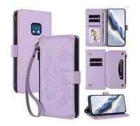 XFDSFDL® Étui pour Nokia XR20 TA-1368/ TA-1362 (6,67 Pouces) Lanière PU Cuir Housse Fleur Papillon Motif avec Supports et Fermeture Eclair Fente Carte Portefeuille Protection Coque Violet